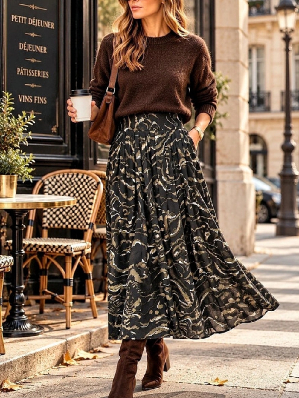 Vintage 90s Rafaella Petites Abstract Pleated Midi Skirt Size 12 Fits S